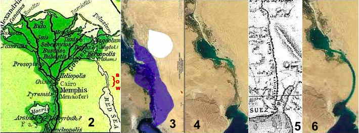 One small map and four pictures of Heroopolite Gulf which today is Lower Suez Canal Area